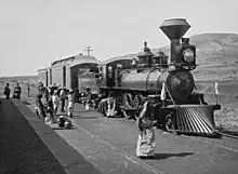 Image 57Mexican Central Railway train at station, Mexico (from History of Mexico)