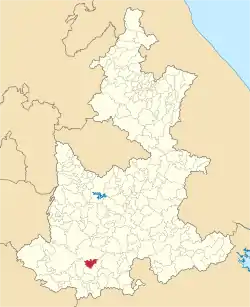 Location of the municipality in Puebla