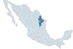 Location of the state of Nuevo León within Mexico