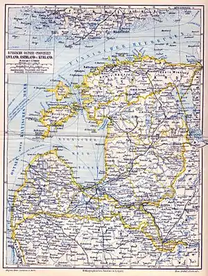 Map of Baltic governorates, Meyers, ca. mid of 1890s - Polangen in Kurland