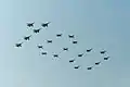 A flypast with the number "100" to honor the centennial of the Russian Air Force.