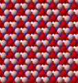 View of dioctahedral sheet structure of mica. The binding sites for apical oxygen are shown as white spheres.