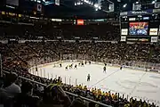 A face-off during the 2015 championship game