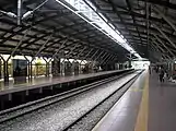 The platforms of the Mid Valley station sports a significantly different design from most other KTM Komuter stations.