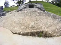 A submarine mine observing station behind the gun emplacements