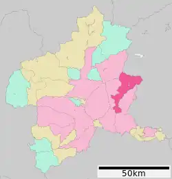 Location of Midori in Gunma Prefecture