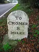 The other side of the same mile stone in High Kelling.