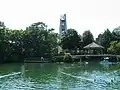 Moser Tower and Millennium Carillon from the paddleboat quarry.