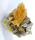 Cluster of translucent, golden mimetite crystals