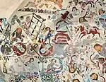 Mina'i bowl depiction of a fortress under siege, circa 1200 CE, Iran