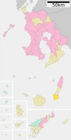 Location of Minamitane in Kagoshima Prefecture