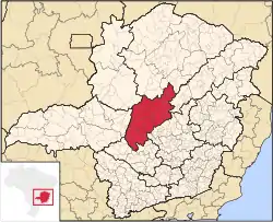 Location of Central Mineira mesoregion