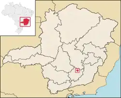 Location in the state of Minas Gerais and Brazil