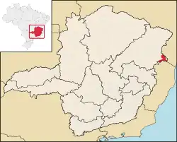 Location of Nanuque, Minas Gerais, Brazil