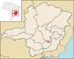 Location of Ouro Branco within Minas Gerais