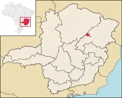 Location of Turmalina in the state of Minas Gerais