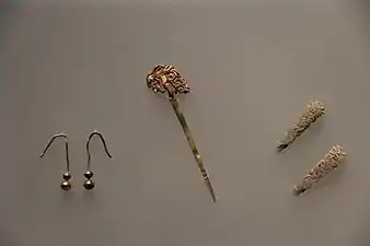 Ming Gold Earrings and Hairpin