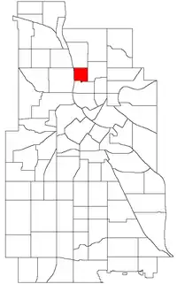 Location of Bottineau within the U.S. city of Minneapolis