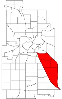 Location of Longfellow within the U.S. city of Minneapolis