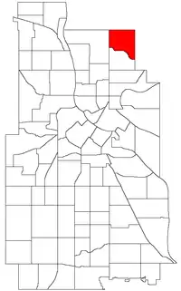 Location of Waite Park within the U.S. city of Minneapolis