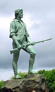 Closeup view of Minute Man Statue