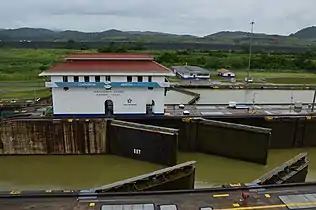 Main building of the Miraflores locks