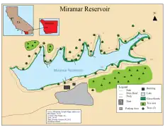 1.Carrol Cove 2.Clairemont Point 3.Bernardo Bay 4.Director’s Point 5.Poway Arm 6.Woodson Point 7.Penasquitos Arm 8.Ramona Point 9.Starvation Cove 10.Escondido Arm 11.San Diego Arm 12.Elliot Cove 13.Sorrento Cove 14.Mo’s Hole