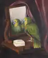 "Miss Chichester's Parrot, 'Polly', in front of a Mirror", painted by Rosalie Chichester in 1906. National Trust, Arlington Court Collection.