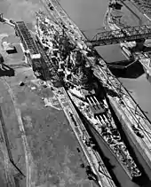 USS Missouri in the Panama Canal en route to the 1945 review