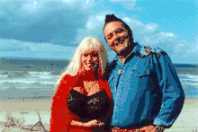 Miss Vandeputte (Lolo Ferrari) and Mister Vandeputte, owners of Camping Cosmos.