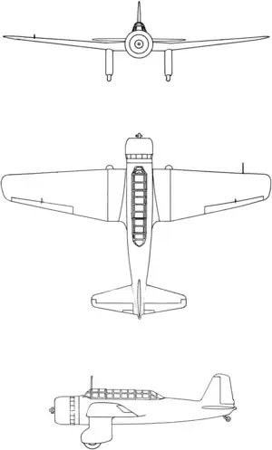 3-view drawing of the Mitsubishi Ki-30