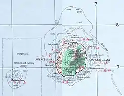 Map of Miyake-jima,with Ōnoharajima west south-west of it