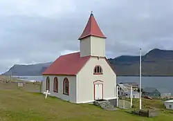 The church Mjóafjarðarkirkja in Mjóifjörður