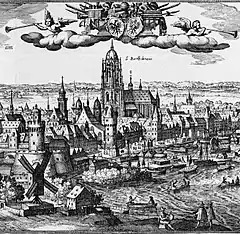 Matthäus Merian, View of Frankfurt, between 1612 and 1619. Merian was a notable Swiss engraver.