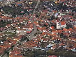 Aerial view of the centre of the town