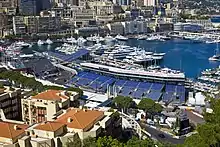 The circuit runs along closed urban streets around the harbour, where grandstands are erected.