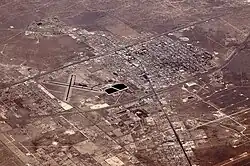 Air photo of part of Monahans facing northeast in 2012