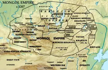 Map of the Mongol tribes circa 1207