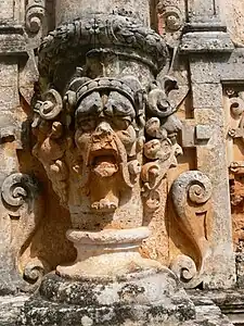 Mascarons on a column of the Gouverneto Monastery, Greece, unknown architect or sculptor, 1537 (although other sources say 1548)