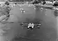 a view of Monmouth raft race from the bridge, 1960s