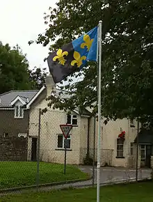 The Monmouthshire flag flying at the Hood Memorial Hall, Devauden in 2011.