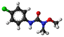 Ball-and-stick model of the monolinuron molecule