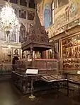 Russian Monomakhov throne, 1551, wood, unknown dimensions,  Dormition Cathedral, Moscow