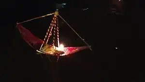 Floating boat on Boita Bandana