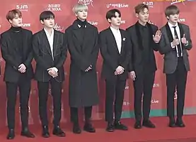 Monsta X in 2019Left to right: Joohoney, I.M, Hyungwon, Kihyun, Shownu and Minhyuk