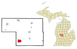 Location of Greenville within Montcalm County, Michigan