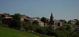 The church and surrounding buildings in Montclar