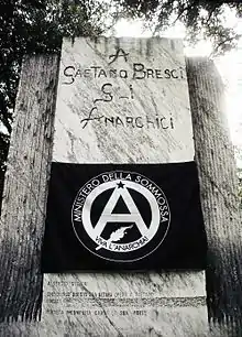 Photograph of a monument to Bresci in Carrara