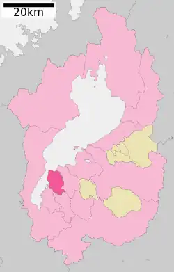 Location of Moriyama in Shiga Prefecture