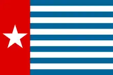 Image 19The Morning Star, flag of West Papua, was designed by the New Guinea Council in 1961. Its display is prohibited in some circumstances in Indonesia. (from History of Western New Guinea)